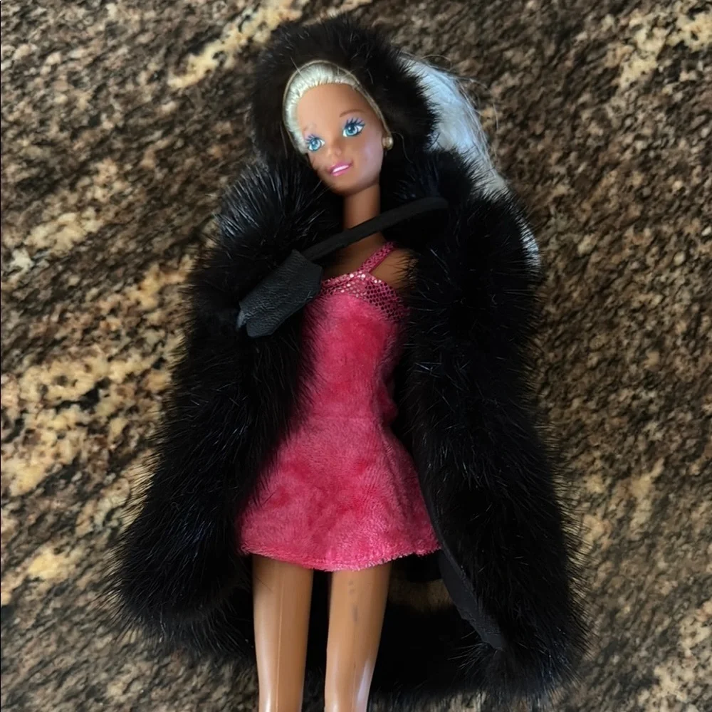 Barbie Black Winter Fashion Doll with Black Mink Coat